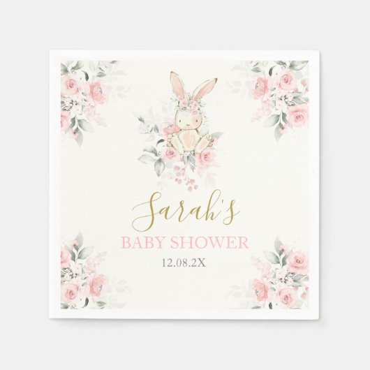 Bunny Baby Shower Girl Serviette (Vorderseite)