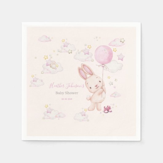 Bunny Baby Shower Girl Serviette (Vorderseite)