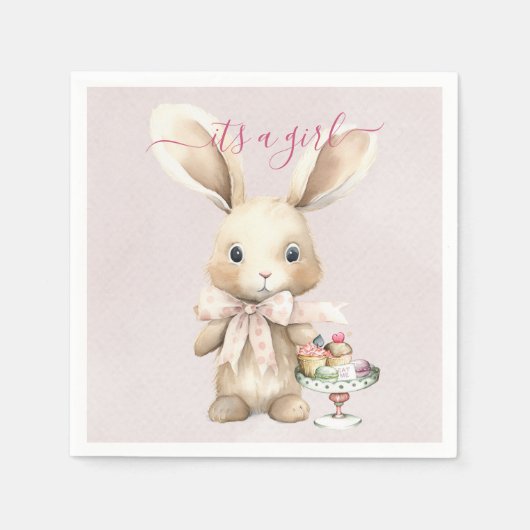 Bunny Baby Shower Girl Serviette (Vorderseite)