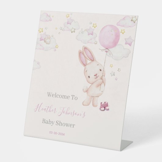 Bunny Baby Shower Girl Sockelschild (Vorderseite)