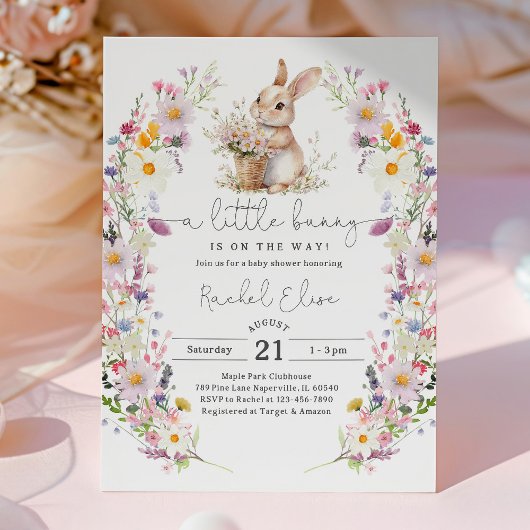 Bunny Baby Shower Invite, Wildflower Spring Design Einladung