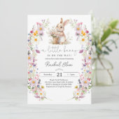 Bunny Baby Shower Invite, Wildflower Spring Design Einladung (Stehend Vorderseite)