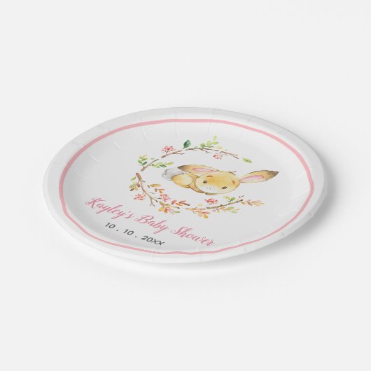 Bunny Baby Shower Paper Plate Pappteller (Schrägansicht)