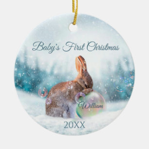 Bunny Baby's erstes Weihnachtsbaumanhänger Keramik Ornament