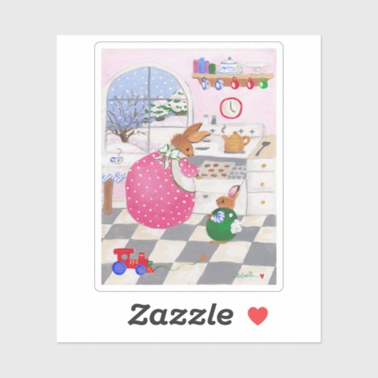 Bunny Baking Cookies Sticker (Blatt)