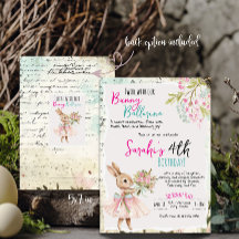 Bunny Ballerina Birthday Invitation