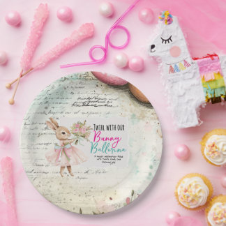 Bunny Ballerina Birthday Paper Plates Pappteller