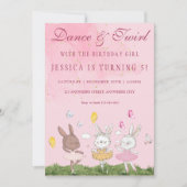 Bunny Ballerina Geburtstagsparty Einladung (Vorderseite)