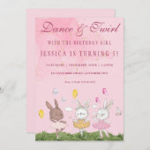 Bunny Ballerina Geburtstagsparty Einladung (Vorne/Hinten)