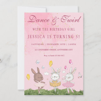 Bunny Ballerina Geburtstagsparty Einladung