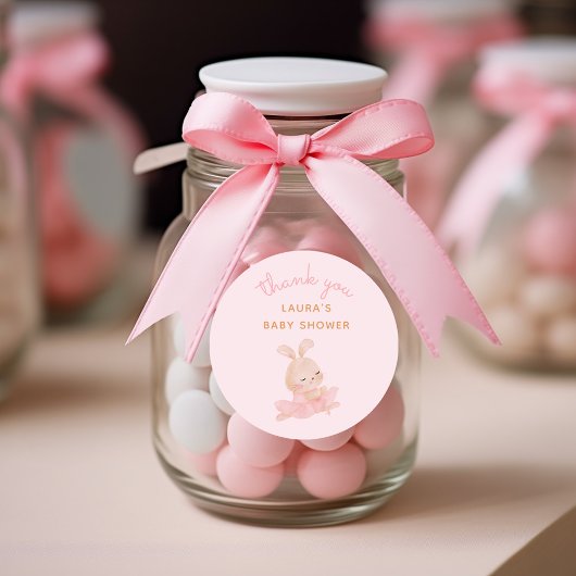Bunny Ballerina Tutu Babydusche Danke Runder Aufkleber