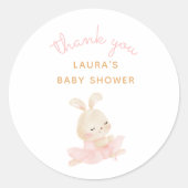Bunny Ballerina Tutu Babydusche Danke Runder Aufkleber (Vorderseite)