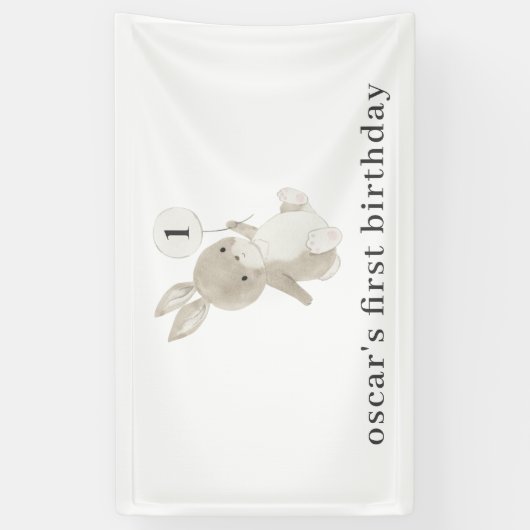 Bunny Balloon 1. Geburtstag Banner (Vertikal)