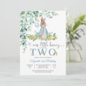 Bunny Balloon 2nd Birthday Invitation Einladung (Stehend Vorderseite)