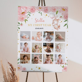 Bunny Balloon Birthday Foto Milestone Poster