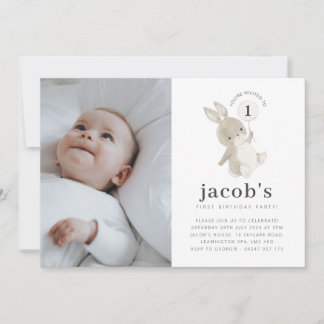 Bunny Balloon Foto 1. Geburtstag Einladung