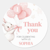 Bunny Balloon Geburtstagsparty Runder Aufkleber (Vorderseite)