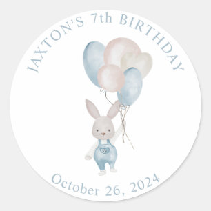 Bunny Balloons Birthday Classic Round Runder Aufkleber