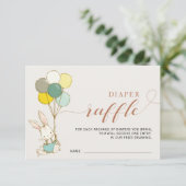 Bunny Balloons Diaper Raffekarte Einladung (Stehend Vorderseite)