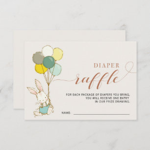 Bunny Balloons Diaper Raffekarte Einladung