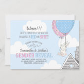 Bunny + Balloons Gender Reveve Invitation Einladung (Vorderseite)