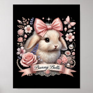 Bunny Belle Coquette Osterfest Niedlich Pink Bow B Poster
