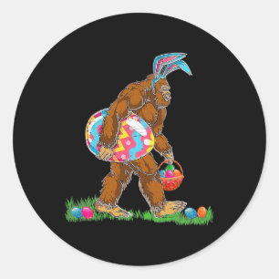 Bunny Bigfoot Sasquatch Happy Ostertag Egg Hunt Runder Aufkleber