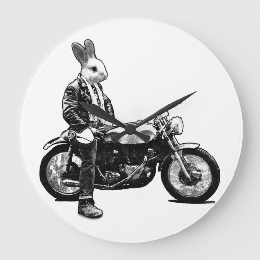 Bunny Biker Große Wanduhr (Vorderseite)