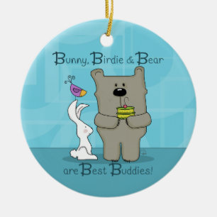 Bunny, Birdie und Bär - Die besten Buddies Keramik Ornament