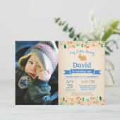 Bunny Birthday Boy Ostereier 1. Geburtstag Einladung (Stehend Vorderseite)