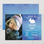 Bunny Birthday Boy Ostereier 1. Geburtstag Einladung (Vorne/Hinten)