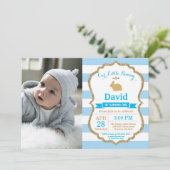 Bunny Birthday Boy Ostereier 1. Geburtstag Einladung (Stehend Vorderseite)