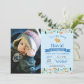 Bunny Birthday Boy Ostereier 1. Geburtstag Einladung (Stehend Vorderseite)