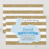 Bunny Birthday Boy Ostereier 1. Geburtstag Einladung (Vorne/Hinten)