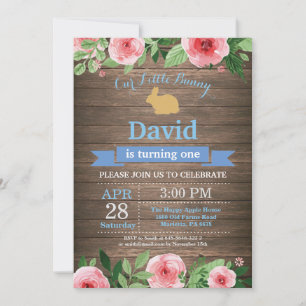 Bunny Birthday Boy Ostereier 1. Geburtstag Einladung