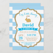 Bunny Birthday Boy Ostereier 1. Geburtstag Einladung (Vorne/Hinten)