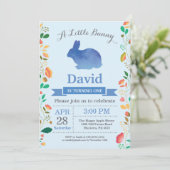 Bunny Birthday Boy Ostereier 1. Geburtstag Einladung (Stehend Vorderseite)