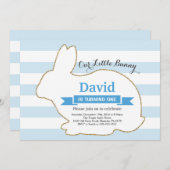 Bunny Birthday Boy Ostereier 1. Geburtstag Einladung (Vorne/Hinten)