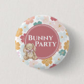 Bunny Birthday Button Cute Bunny Party (Vorderseite)