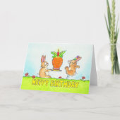 Bunny Birthday Cake Gruß Karte (Vorderseite)