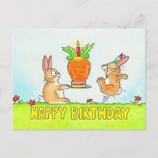 Bunny Birthday Cake Postkarte (Vorderseite)