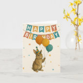 Bunny Birthday Card - Niedliches Party Tier Karte (Gelbe Blume)