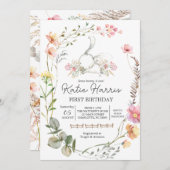 Bunny Birthday Einladung, Ein Hase ist ein Invit Einladung (Vorne/Hinten)