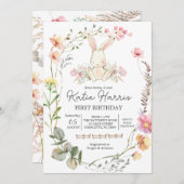 Bunny Birthday Einladung, Ein Hase ist ein Invit Einladung (Vorne/Hinten)