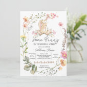 Bunny Birthday Einladung, etwas Sonne dreht sich Einladung (Stehend Vorderseite)