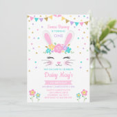 Bunny Birthday Einladung etwas sonnigen Geburtstag (Stehend Vorderseite)