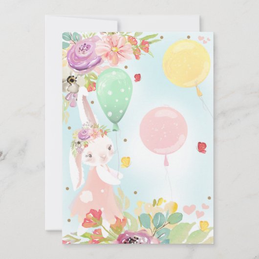 Bunny Birthday Einladung Floral Bunny Einladung (Rückseite)