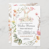 Bunny Birthday Einladung, Irgendein Hase ist eins Einladung (Vorne/Hinten)