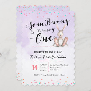 Bunny Birthday Einladung LILA