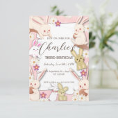 Bunny Birthday Einladung zum Kind (Stehend Vorderseite)